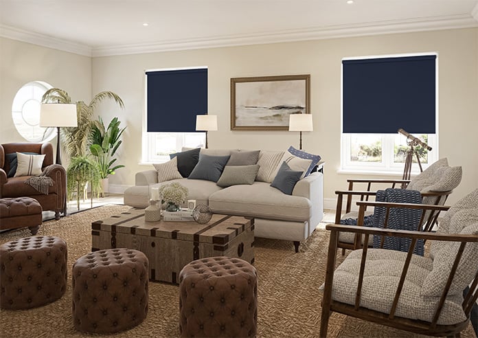 Florenza (Blackout), Midnight Blue - Motorised Roller Blind - Image 7